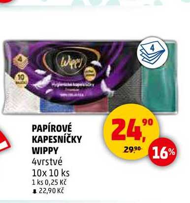 PAPÍROVÉ KAPESNÍČKY WIPPY, 10x 10 ks 