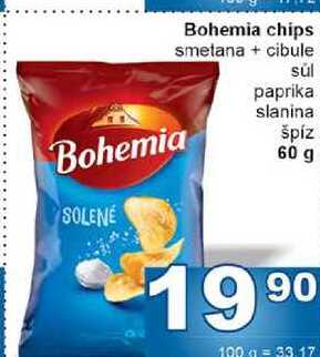 Bohemia chips smetana + cibule súl paprika slanina špíz 60 g