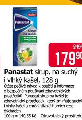Panastat sirup, na suchý i vlhký kašel, 128 g