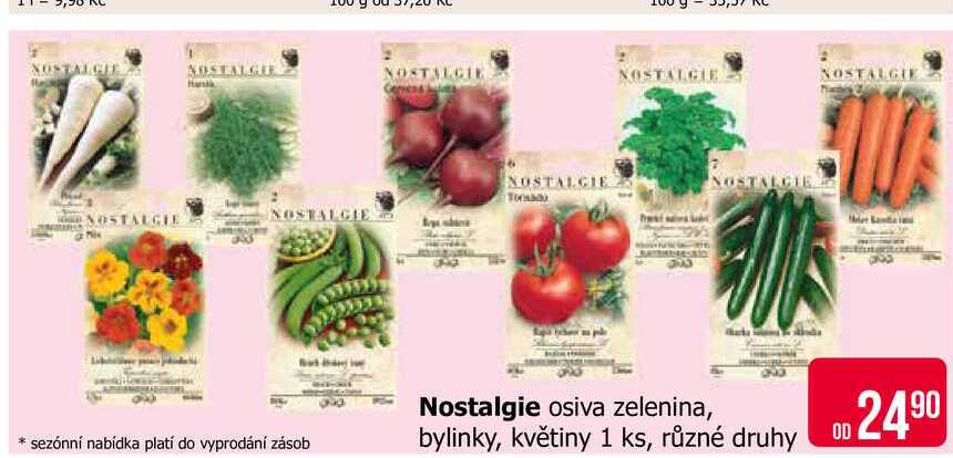 Nostalgie osiva zelenina, bylinky, květiny 1 ks, různé druhy