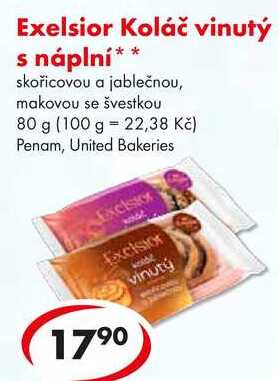 Exelsior Koláč vinutý s náplní, 80 g