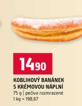 KOBLIHOVÝ BANÁNEK S KRÉMOVOU NÁPLNÍ 75 g pečivo rozmrazené