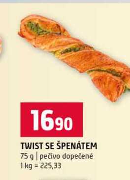 TWIST SE ŠPENÁTEM 75 g pečivo dopečené 
