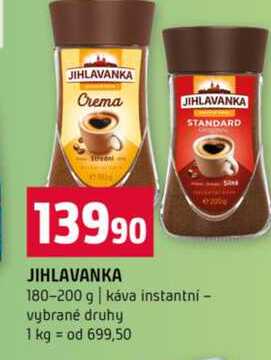 JIHLAVANKA 180-200 g káva instantni vybrané druhy 