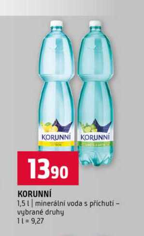 KORUNNÍ 1,5l minerální voda s příchutí vybrané druhy