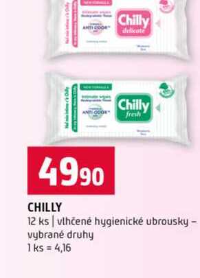 CHILLY 12 ks vlhčené hygienické ubrousky vybrané druhy 