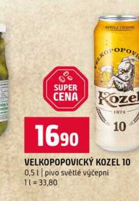 VELKOPOPOVICKÝ KOZEL 10 0,5l pivo světlé výčepní