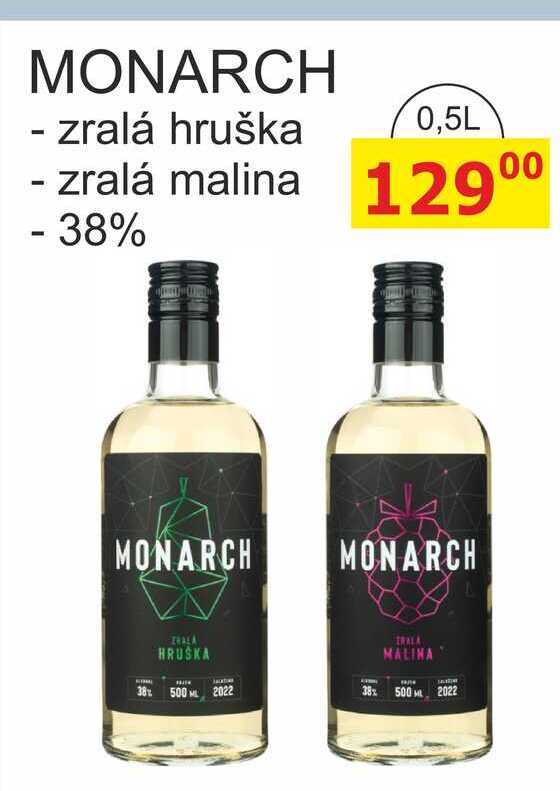 MONARCH, zralá hruška, zralá malina 0,5L