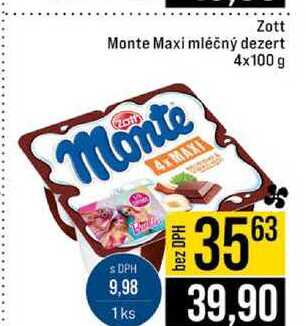 Zott Monte Maxi mléčný dezert 4x100 g