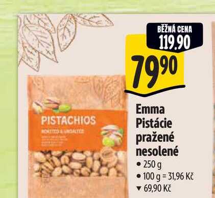  Emma Pistácie pražené nesolené 250 g 