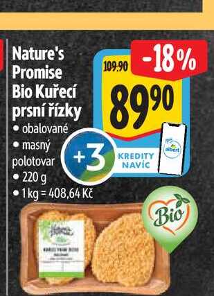 Nature's Promise Bio Kuřecí prsní řízky 220 g