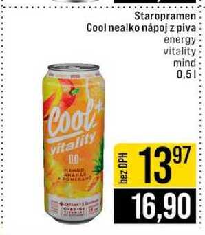 Staropramen Cool nealko nápoj z piva energy vitality mind 0,5l