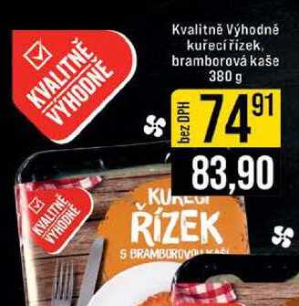 Kvalitně Výhodně kuřecí řízek, bramborová kaše 380 g 