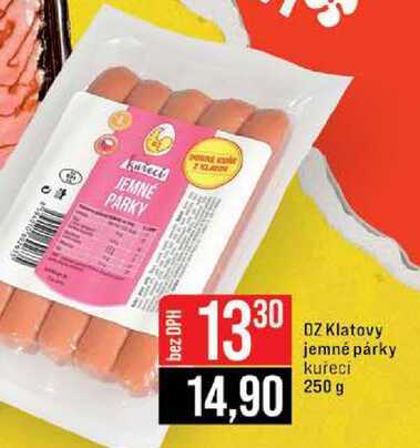 DZ Klatovy jemné párky kuřecí 250 g 