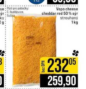 Vepo cheese cheddar red 50% sýr strouhaný 1kg 