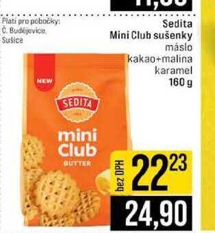 Sedita Mini Club sušenky máslo kakao+malina karamel 160 g