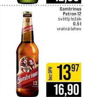 Gambrinus Patron 12 světlý ležák 0,5l