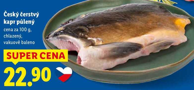 Český čerstvý kapr půlený, cena za 100 g