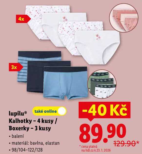 lupilu Kalhotky - 4 kusy/Boxerky - 3 kusy
