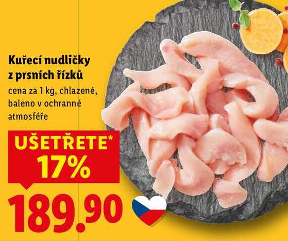 Kuřecí nudličky z prsních řízků, cena za 1 kg