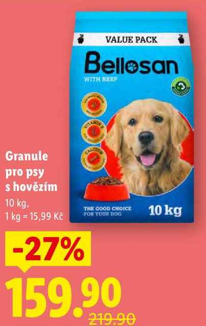 Granule pro psy s hovězím, 10 kg
