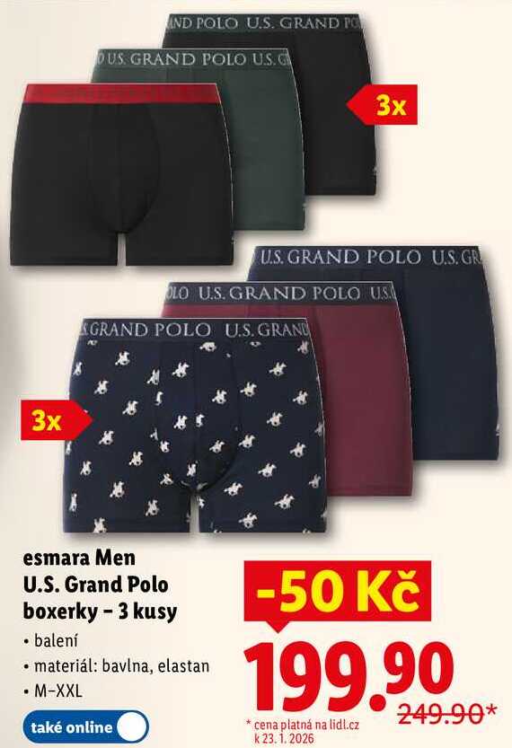 esmara Men U.S. Grand Polo boxerky - 3 kusy