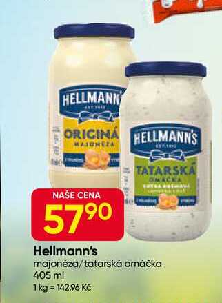 Hellmann's tatarská omáčka, majonéza 405ml, vybrané druhy