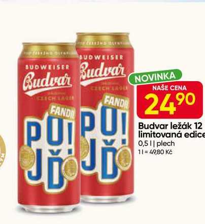Budvar ležák 12 limitovaná edice 0,5l plech