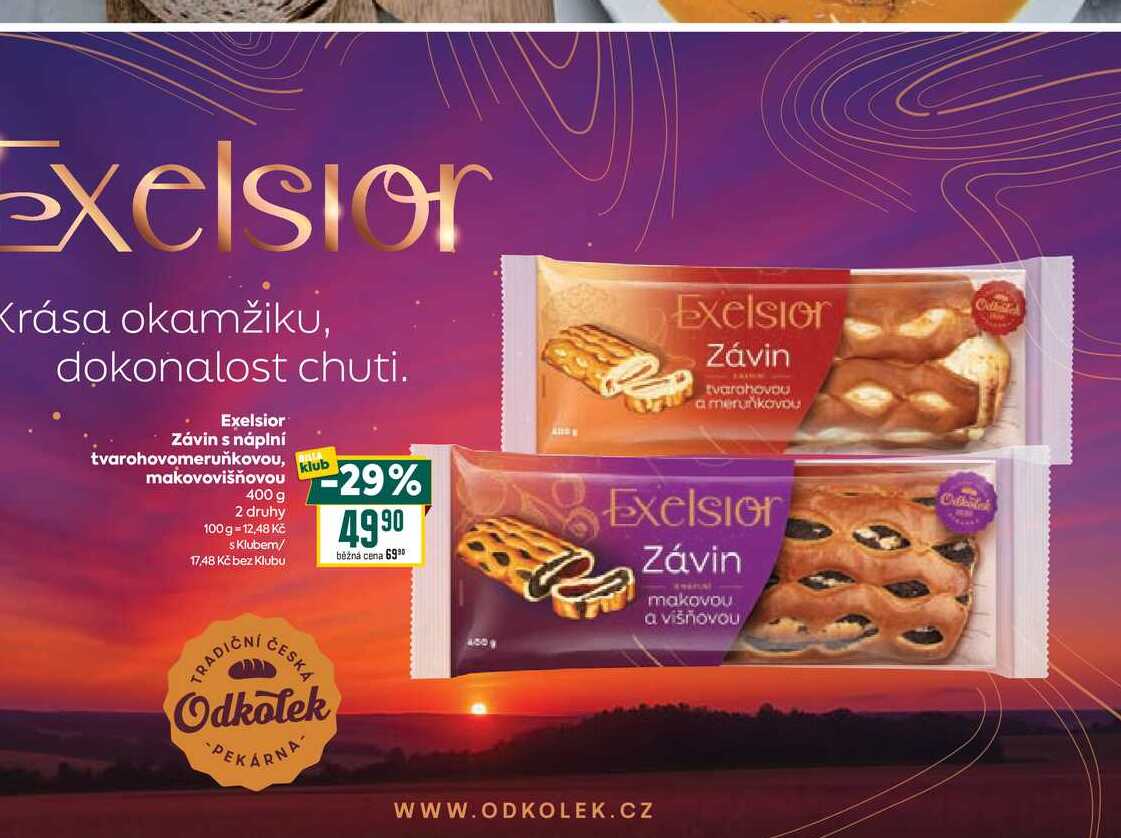 Exelsior Závin s náplní tvarohovomeruňkovou, makovovišňovou 400 g