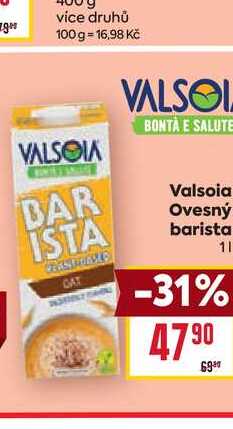 Valsoia Ovesný barista 1l
