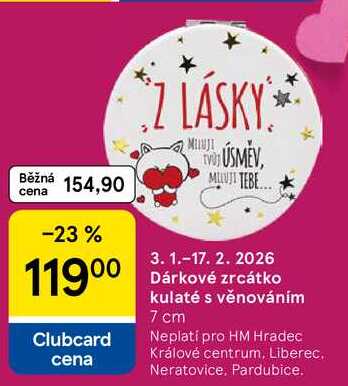 Dárkové zrcátko kulaté s věnováním, 7 cm 