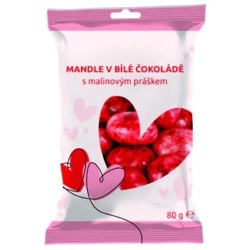 BENU Mandle v bílé čokoládě s malinovým práškem 80 g