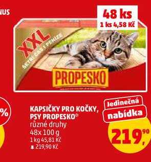 KAPSIČKY PRO KOČKY, PSY PROPESKO, 48x100 g 