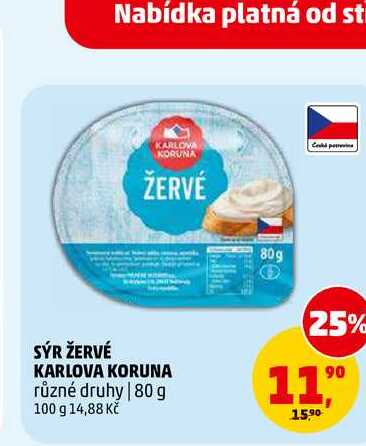 SÝR ŽERVÉ KARLOVA KORUNA, 80 g