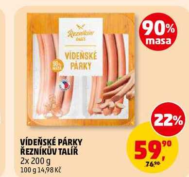 VÍDEŇSKÉ PÁRKY ŘEZNÍKŮV TALÍŘ, 2x 200 g