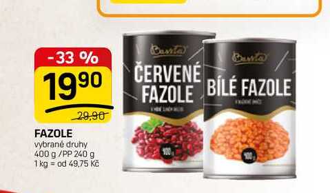 FAZOLE vybrané druhy 400 g/PP 240 g  