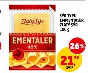 SÝR TYPU EMMENTALER ZLATÝ SÝR, 100 g 