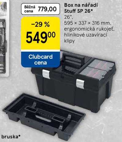 Box na nářadí Stuff SP 26, 26". 595 x 337 x 316 mm. ergonomická rukojeť. hliníkové uzavírací klipy 