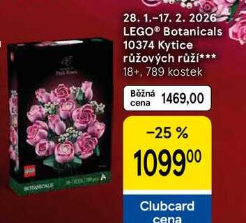 LEGO® Botanicals 10374 Kytice růžových růží 18+, 789 kostek 