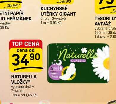 NATURELLA VLOŽKY vybrané druhy 7-44 ks