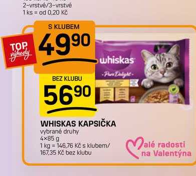 WHISKAS KAPSIČKA vybrané druhy 4x85 g 