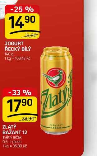 ZLATÝ BAŽANT 12 světlý ležák 0,5l, plech 