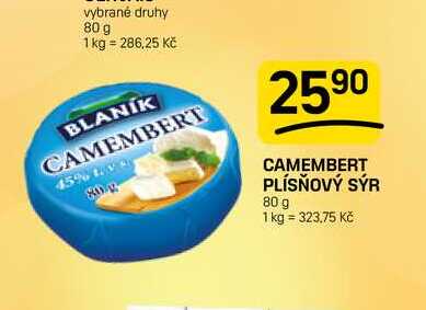 CAMEMBERT PLÍSŇOVÝ SÝR 80 g 