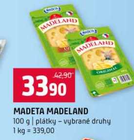 MADETA MADELAND ORIGINAL 100 g plátky vybrané druhy 