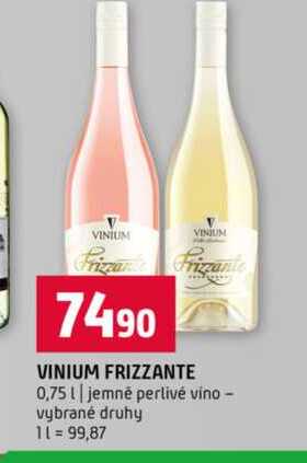 VINIUM FRIZZANTE 0,75l jemné perlivé vino vybrané druhy 