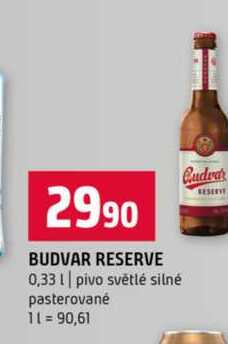 BUDVAR RESERVE 0,33l pivo světlé silné pasterované 