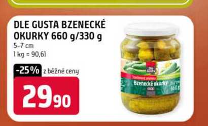 DLE GUSTA BZENECKÉ OKURKY 660 g 330 g 5-7 cm