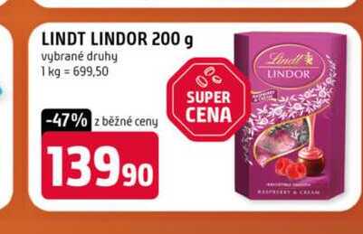 LINDT LINDOR 200 g vybrané druhy 