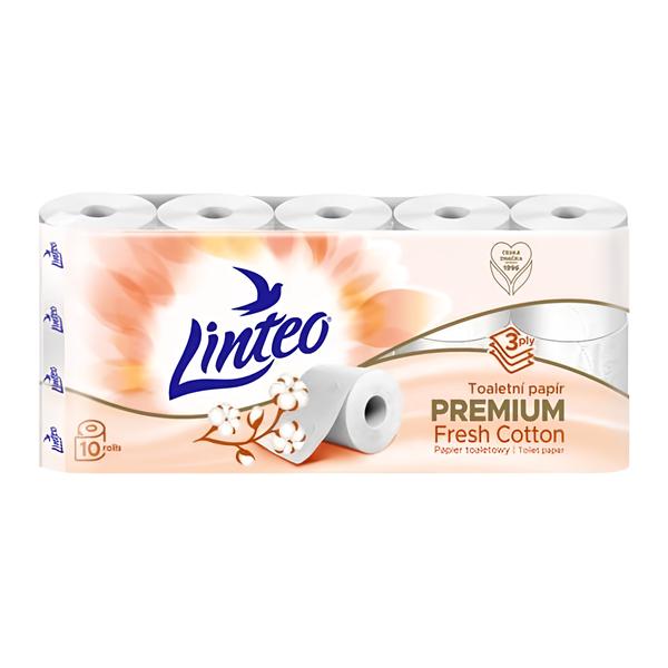 Linteo Toaletní papír PREMIUM se svěží vůní bavlny 3vrstvý, 10 rolí