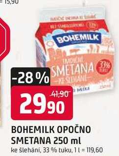 BOHEMILK OPOČNO SMETANA 250 ml ke šlehání, 33% tuku